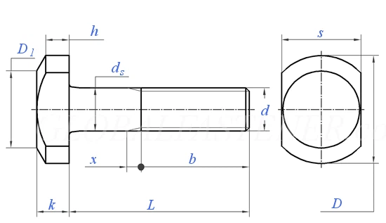 T Half Thread Bolt Dimensions